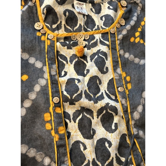 Zoie Dress Womens Actual XS Gray Orange Midi Bohemian Tassels Cotton Sheath - AC - Picture 7 of 9